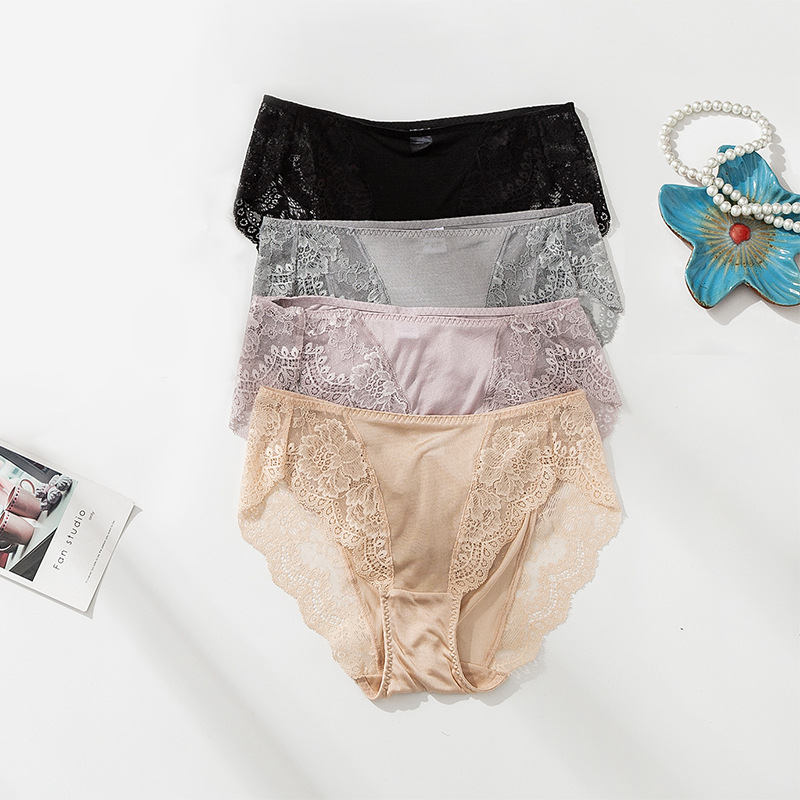 The Mulberry Silk Lace Mid-Rise Triangle Panties