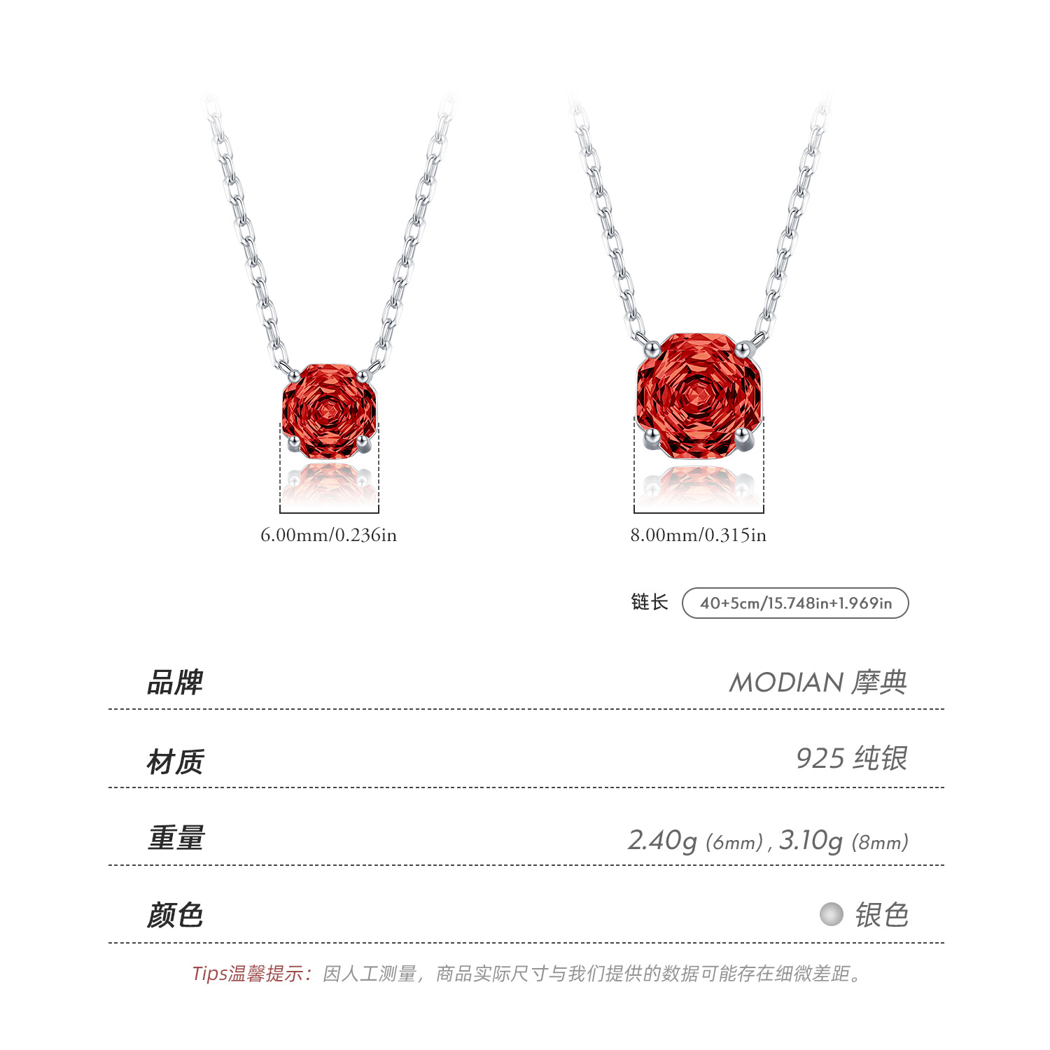 The S925 Sterling Silver Garnet Rose Cut Diamond Necklace - Image 4
