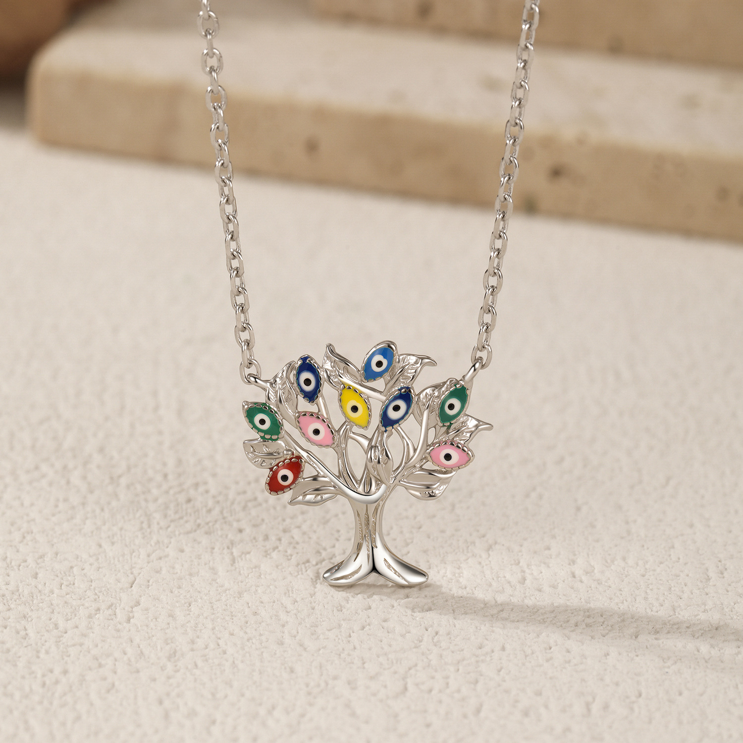 The S925 Sterling Silver Leaf Eye Necklace - Image 4