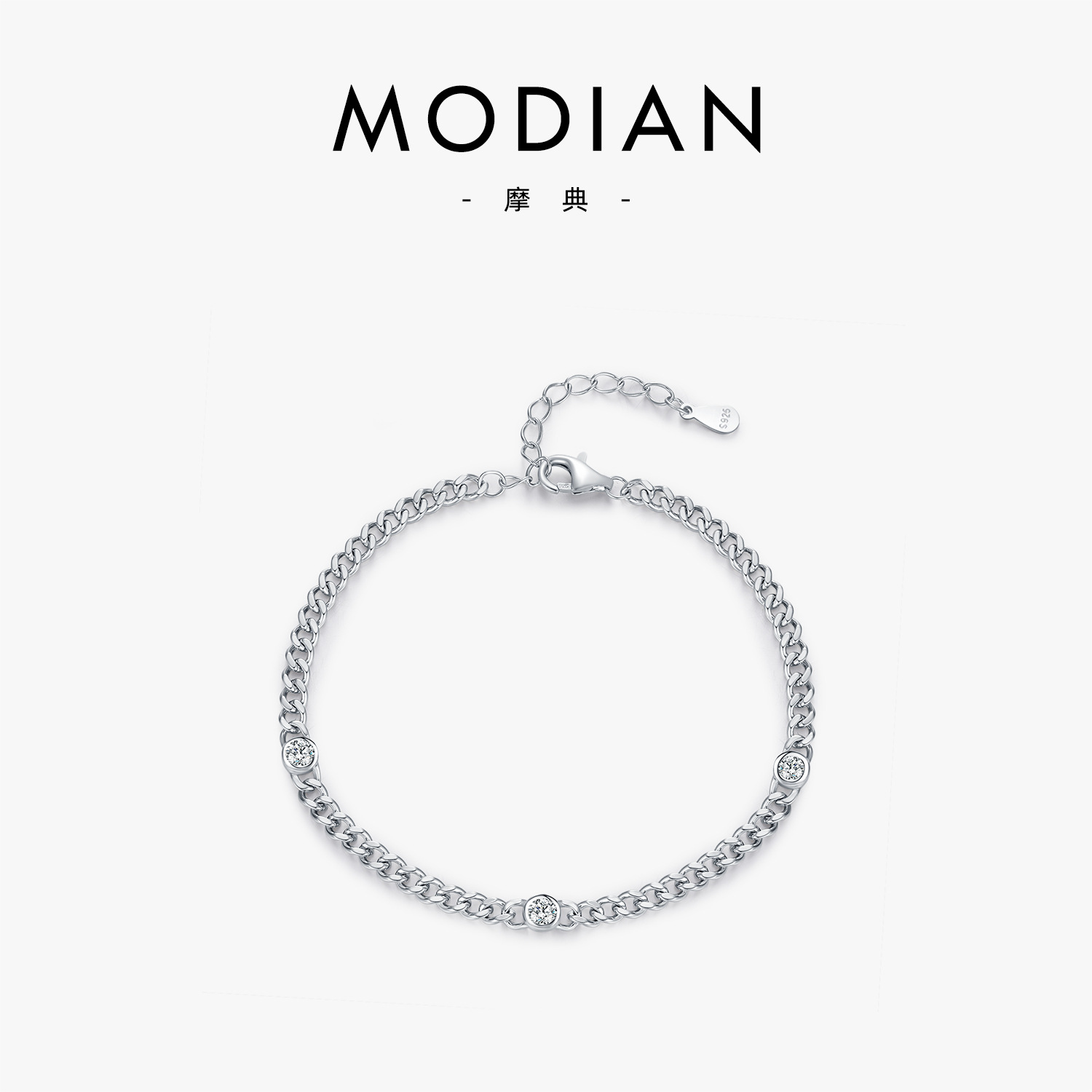 The D Color Moissanite S925 Sterling Silver Punk Bracelet