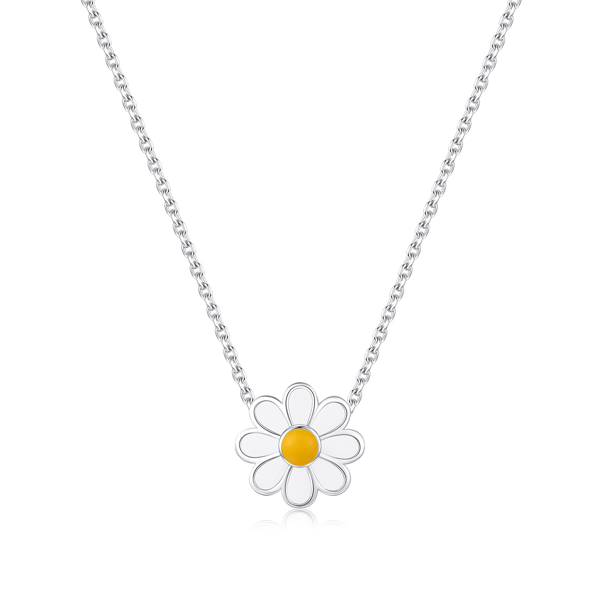 The S925 Sterling Silver Daisy Enamel Collarbone Chain - Image 5