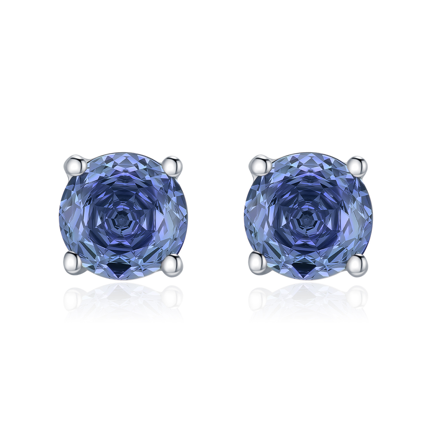 The S925 Sterling Silver Tanzanite Stud Earrings - Image 5