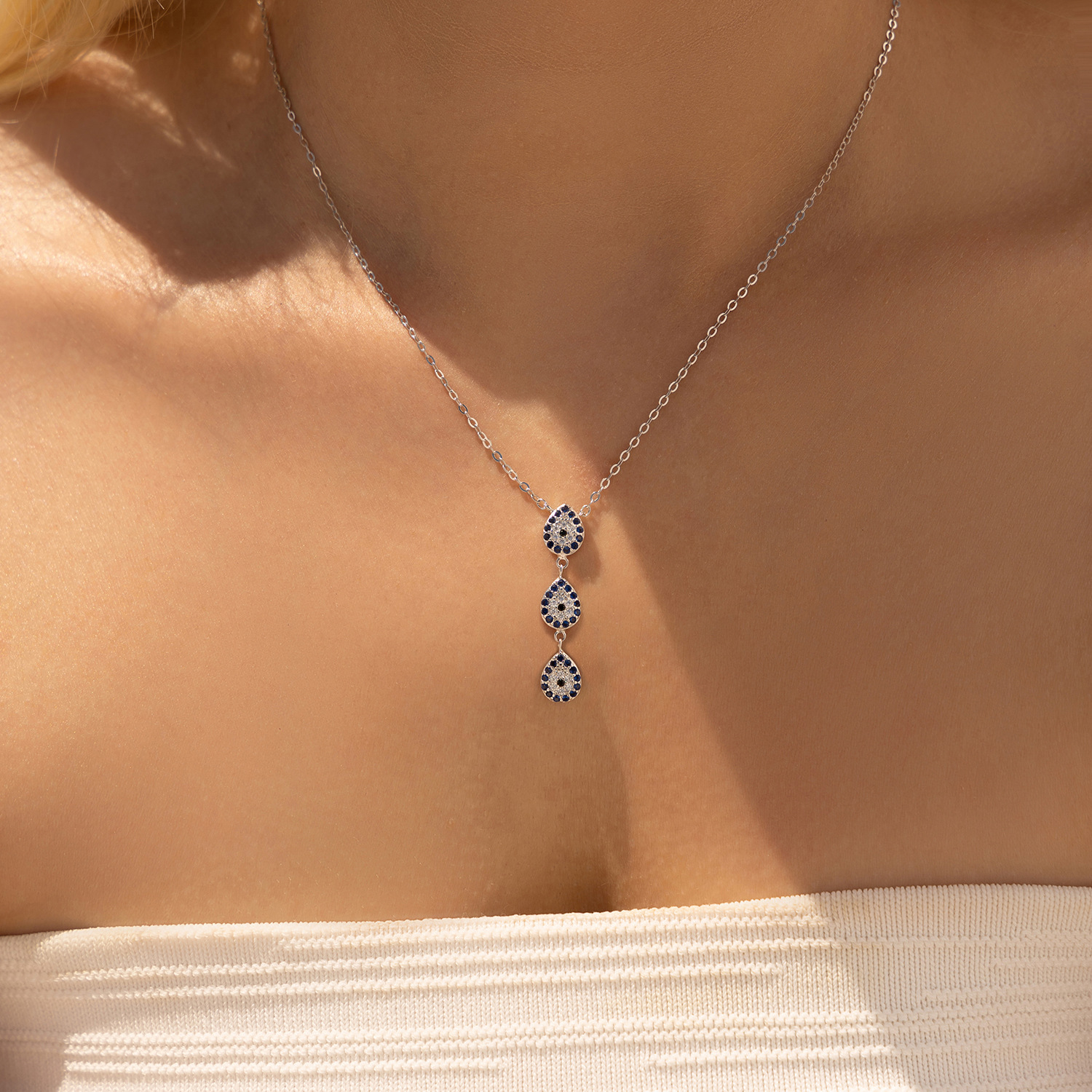 The S925 Sterling Silver Full Diamond Y-Chain Necklace - Image 2