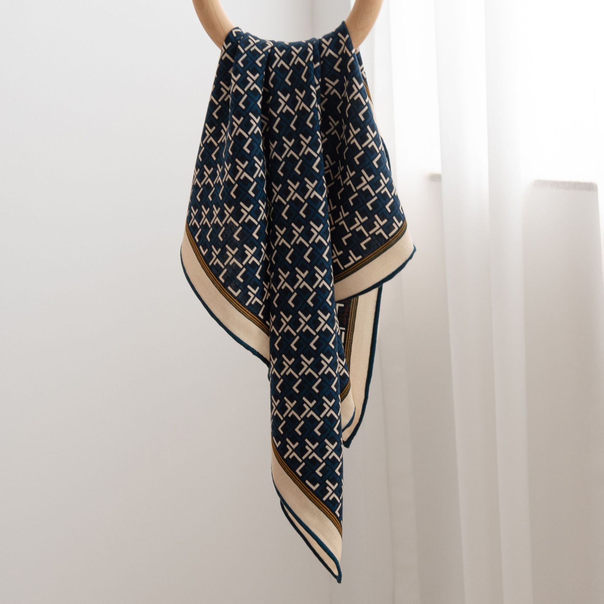 The Silk Wool Cashmere Floral Square Scarf