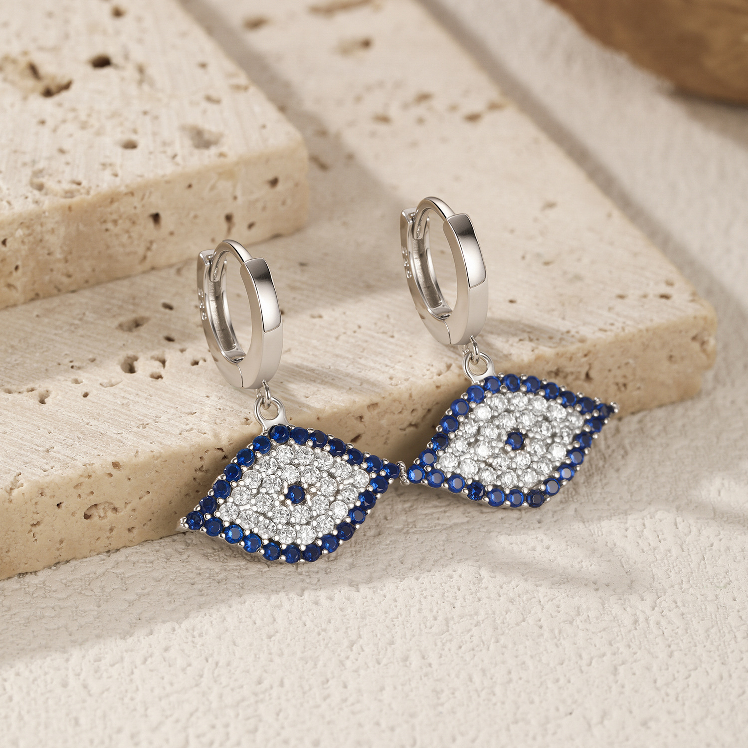 The Sterling Silver Blue Eye Drop Earrings - Image 4