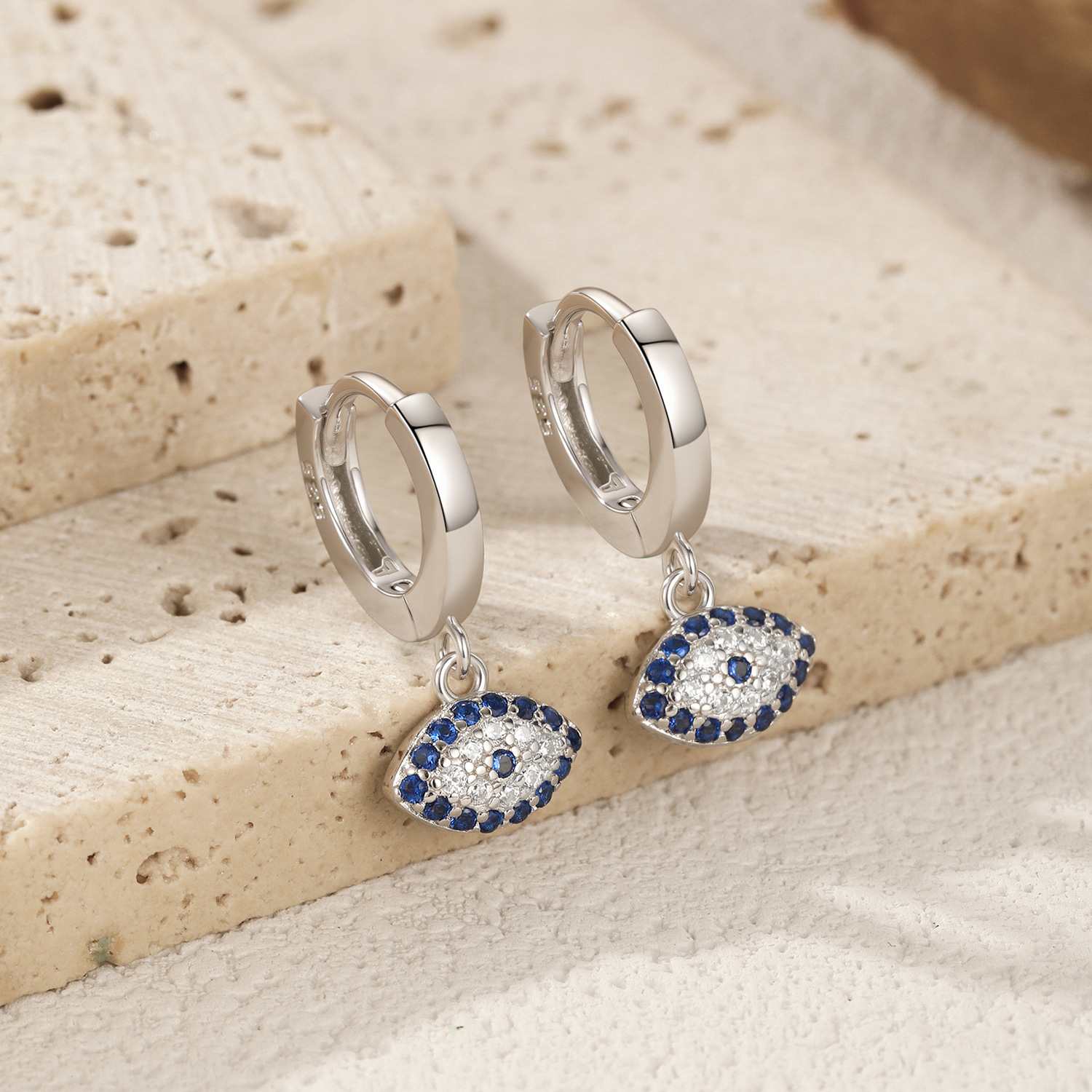 The S925 Sterling Silver Rhinestone Eye Earrings - Image 4