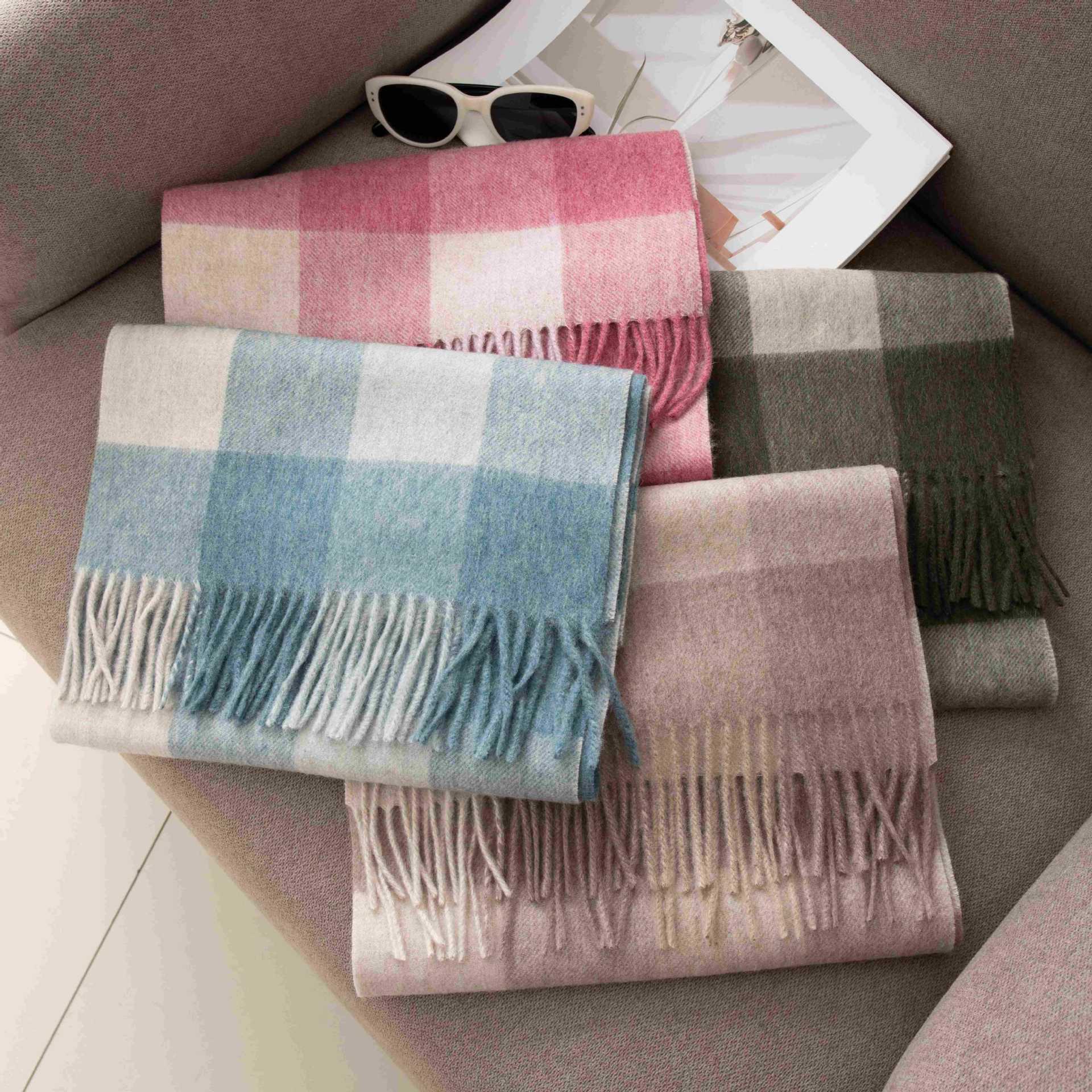 The 100% Wool Plaid Fringe Wrap - Image 4
