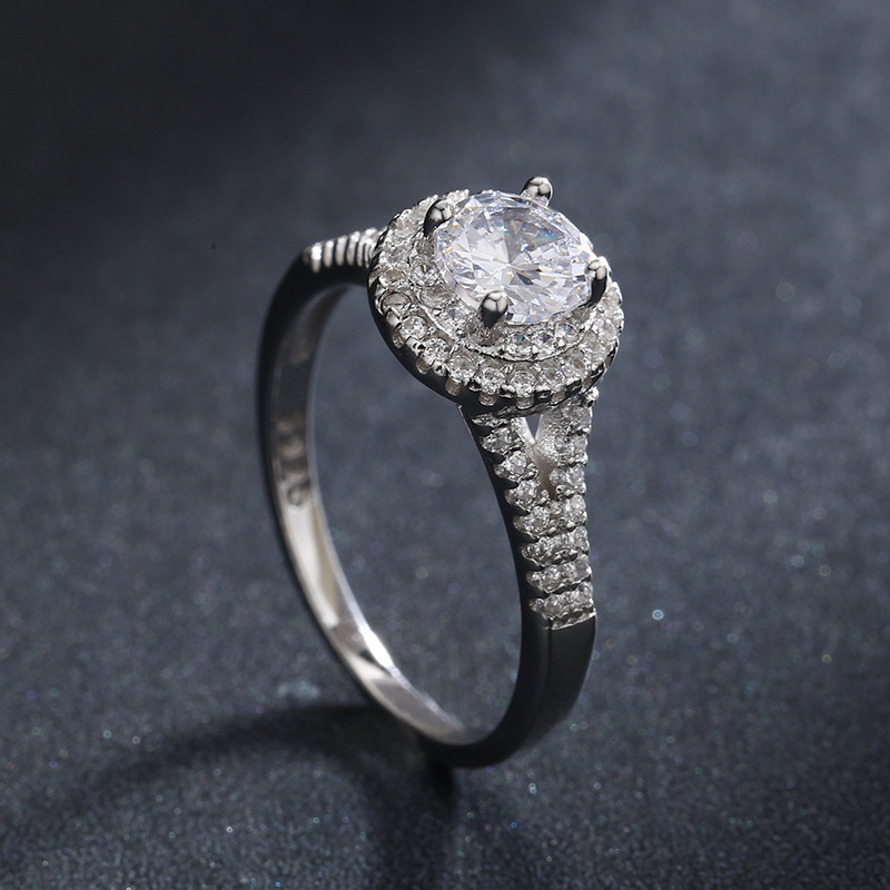 The S925 Sterling Silver Four-Prong Diamond Cluster Ring - Image 3