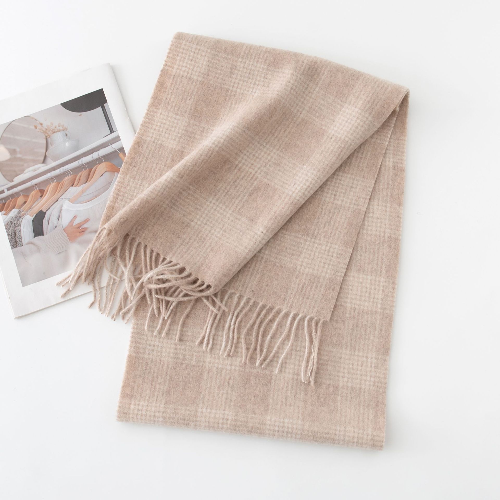 FHY24-7057-3 Light Camel Stripe Plaid