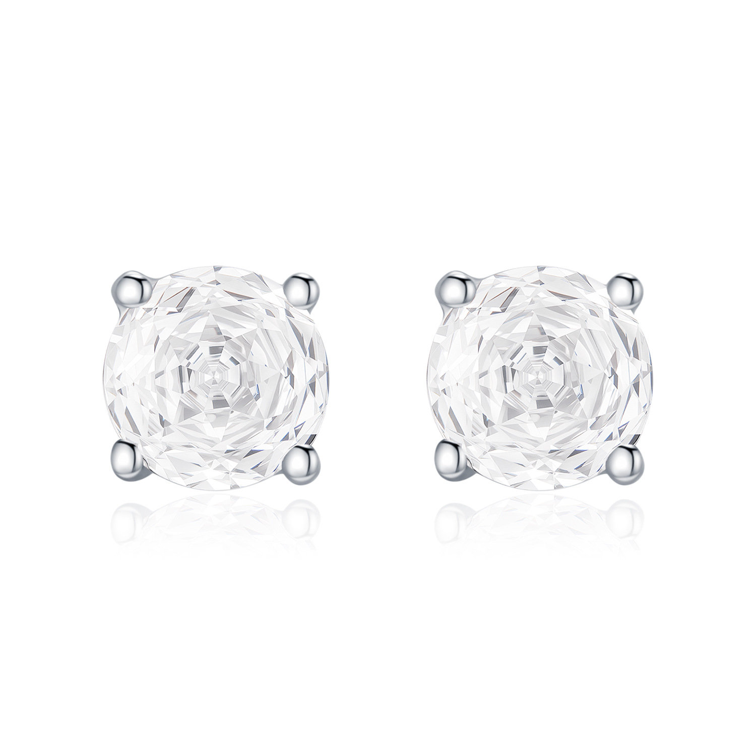 The S925 Sterling Silver Rose Cut Single Diamond Stud Earrings - Image 5