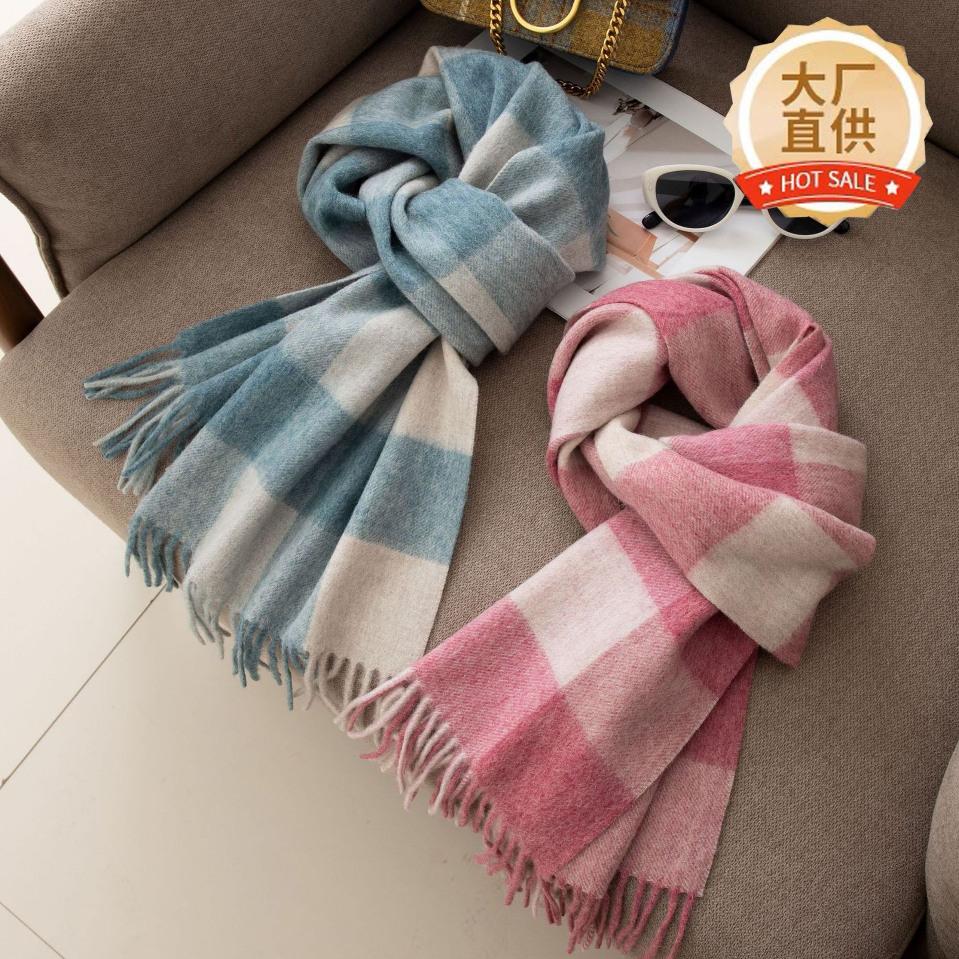 The Plaid Wool Scarf with Fringe
