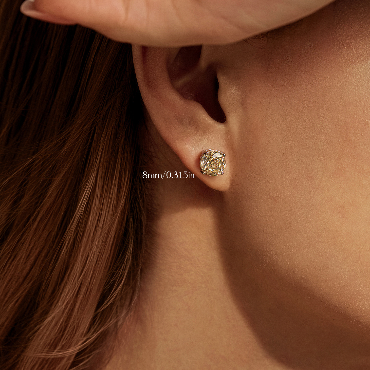 The S925 Silver Rose Cut Cubic Zirconia Stud Earrings - Image 2