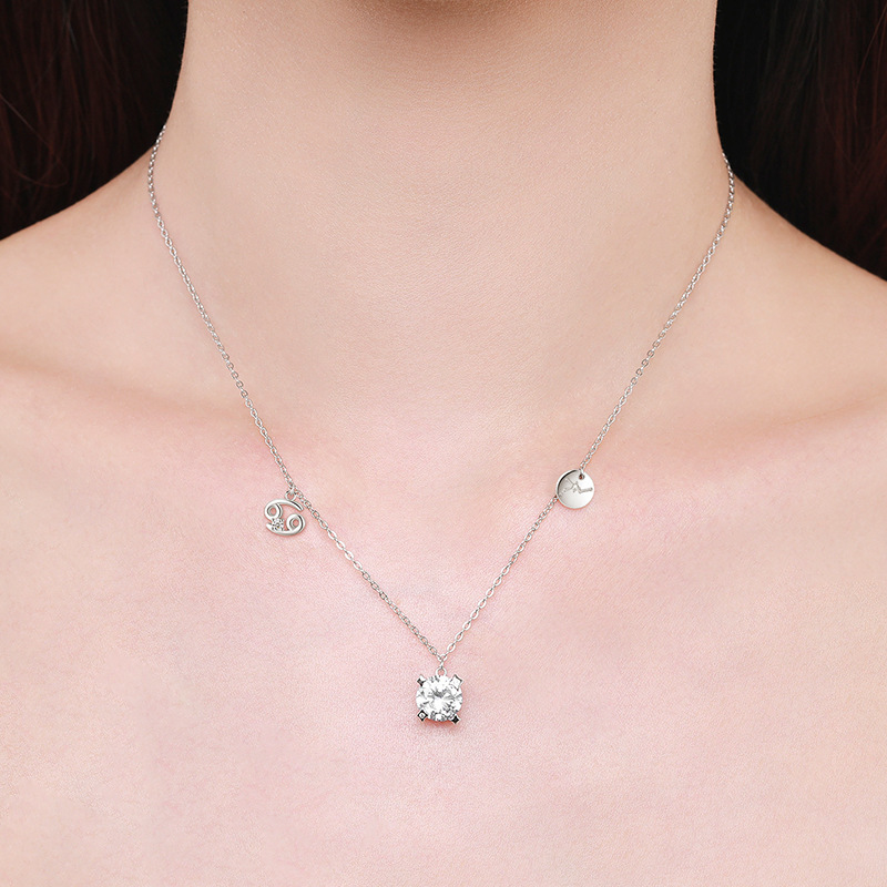 The 925 Sterling Silver Zircon Cancer Zodiac Choker - Image 2