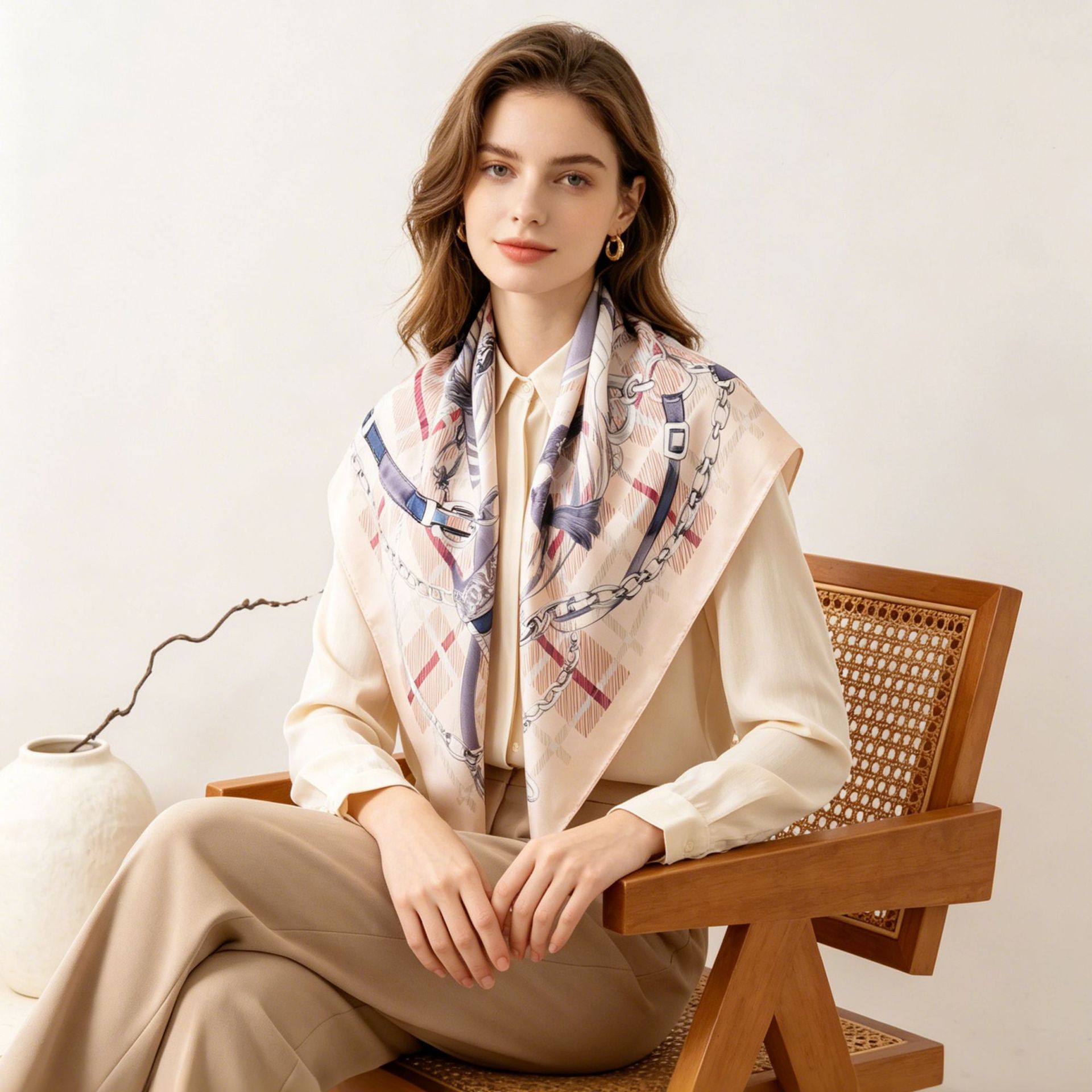 The 16 Momme Twill Mulberry Silk Double-Sided Scarf