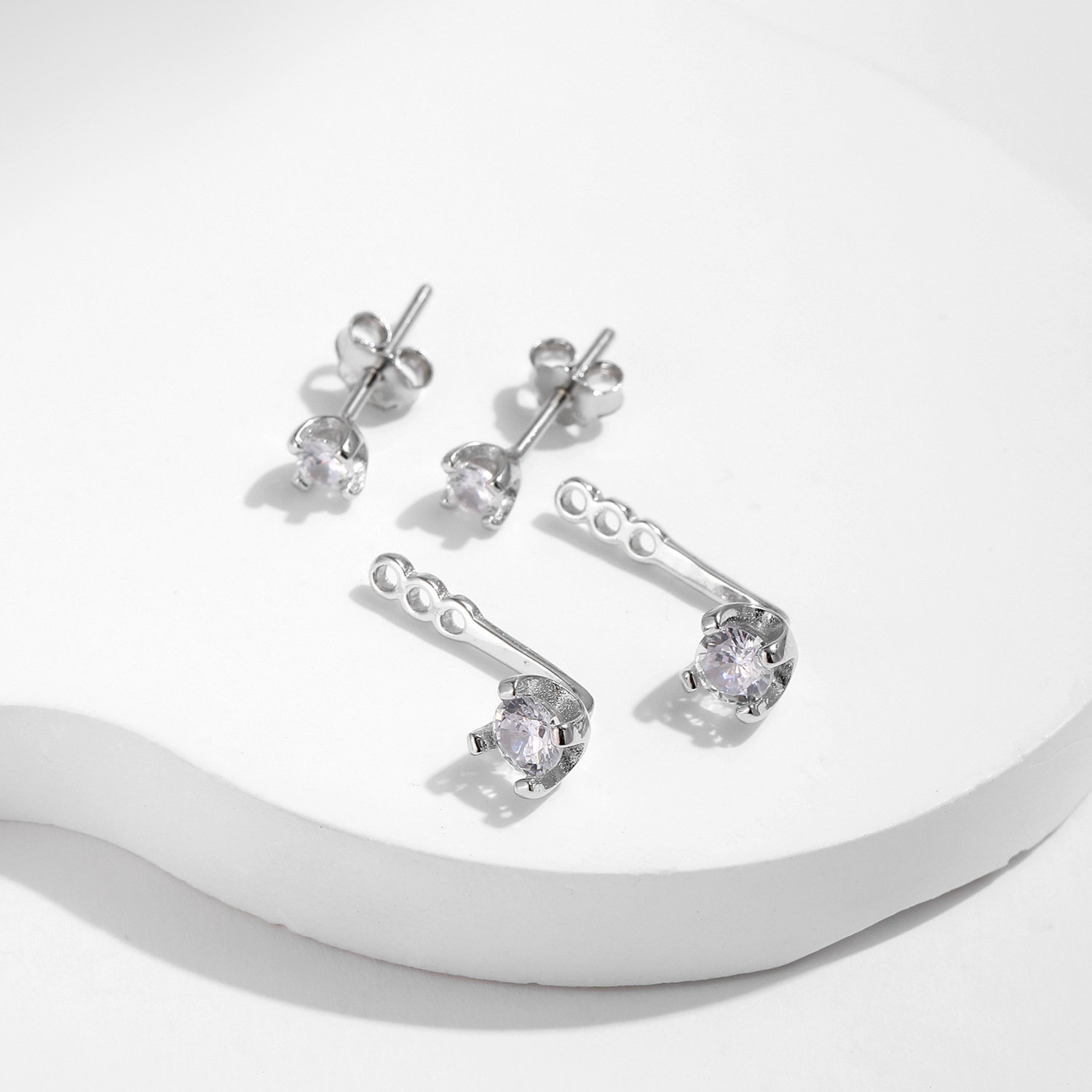 The S925 Sterling Silver Crystal Two-Way Earrings - Image 4