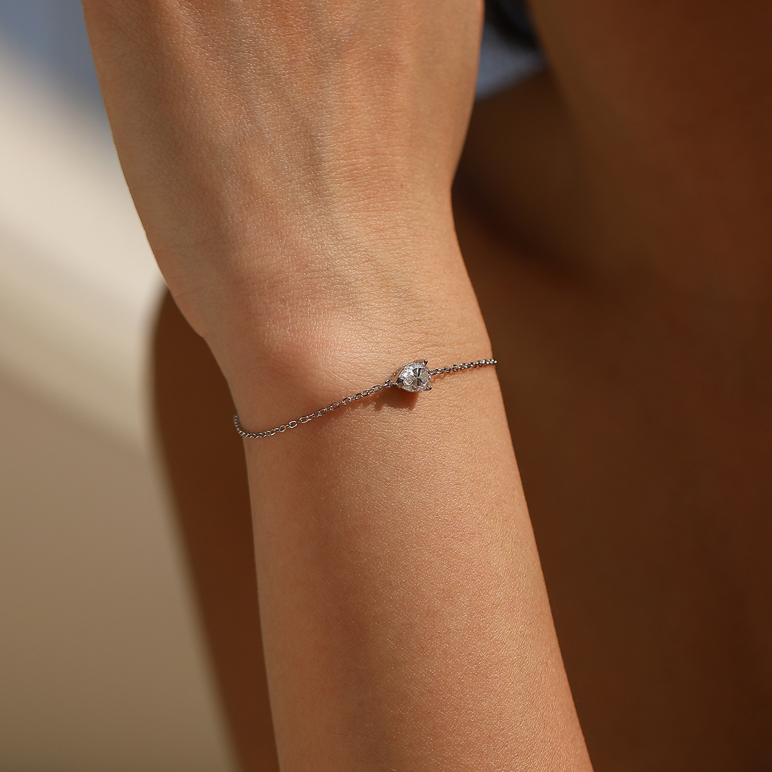The Moissanite S925 Sterling Silver Teardrop Bracelet - Image 2