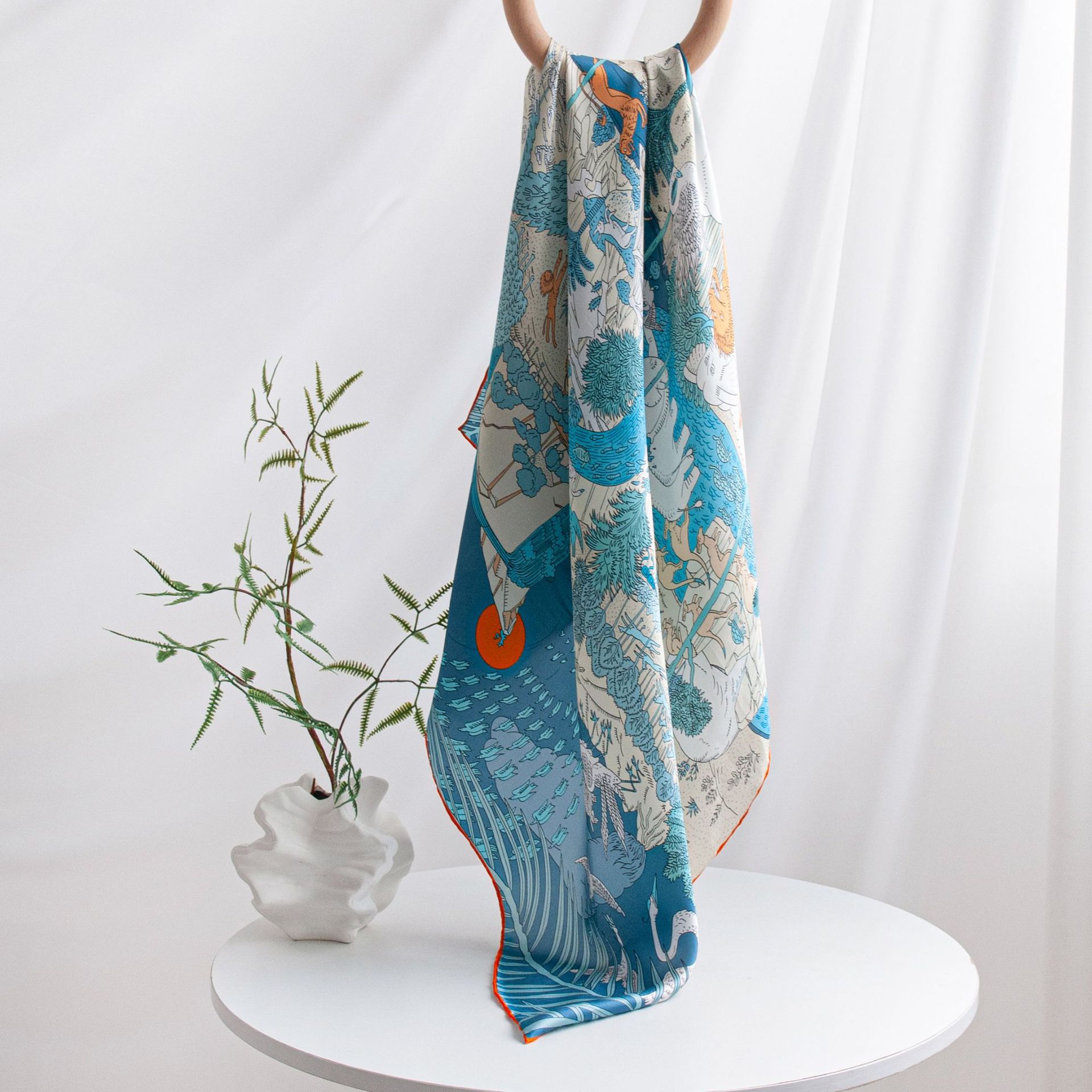 The Mulberry Silk Square Scarf with Fashion Print - Image 3