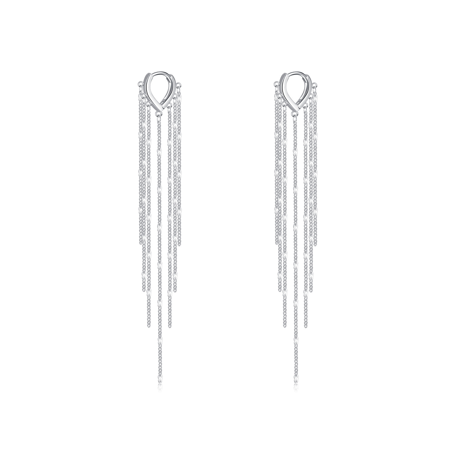 The S925 Sterling Silver Long Tassel V-Shape Ear Cuff - Image 5