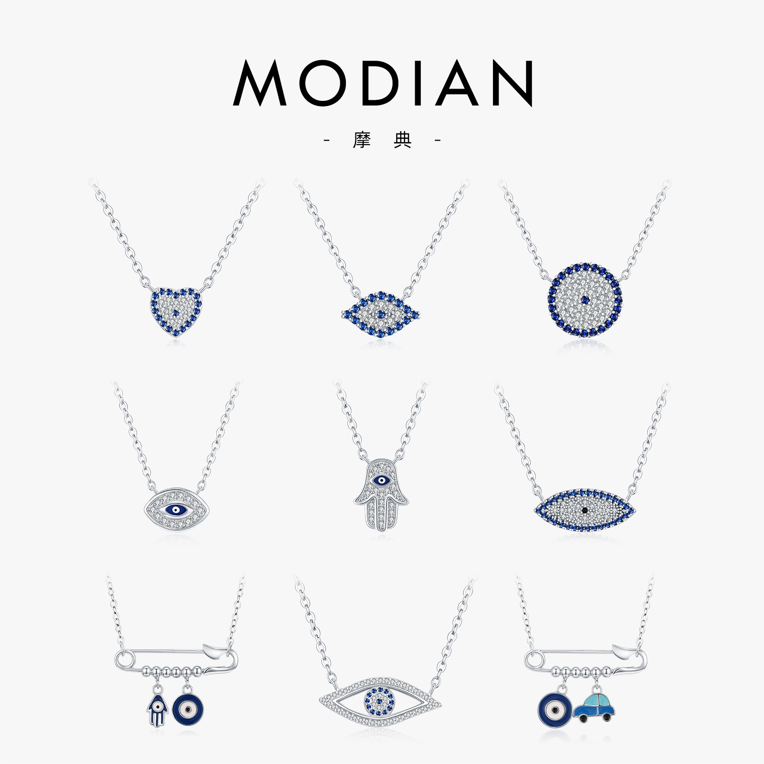 The S925 Sterling Silver Geometric Rhinestone Pendant Necklace