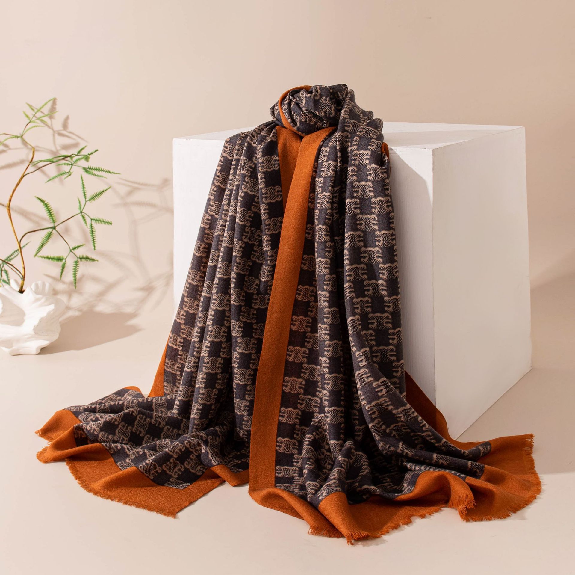 The Printed Wool Long Wrap Scarf - Image 2