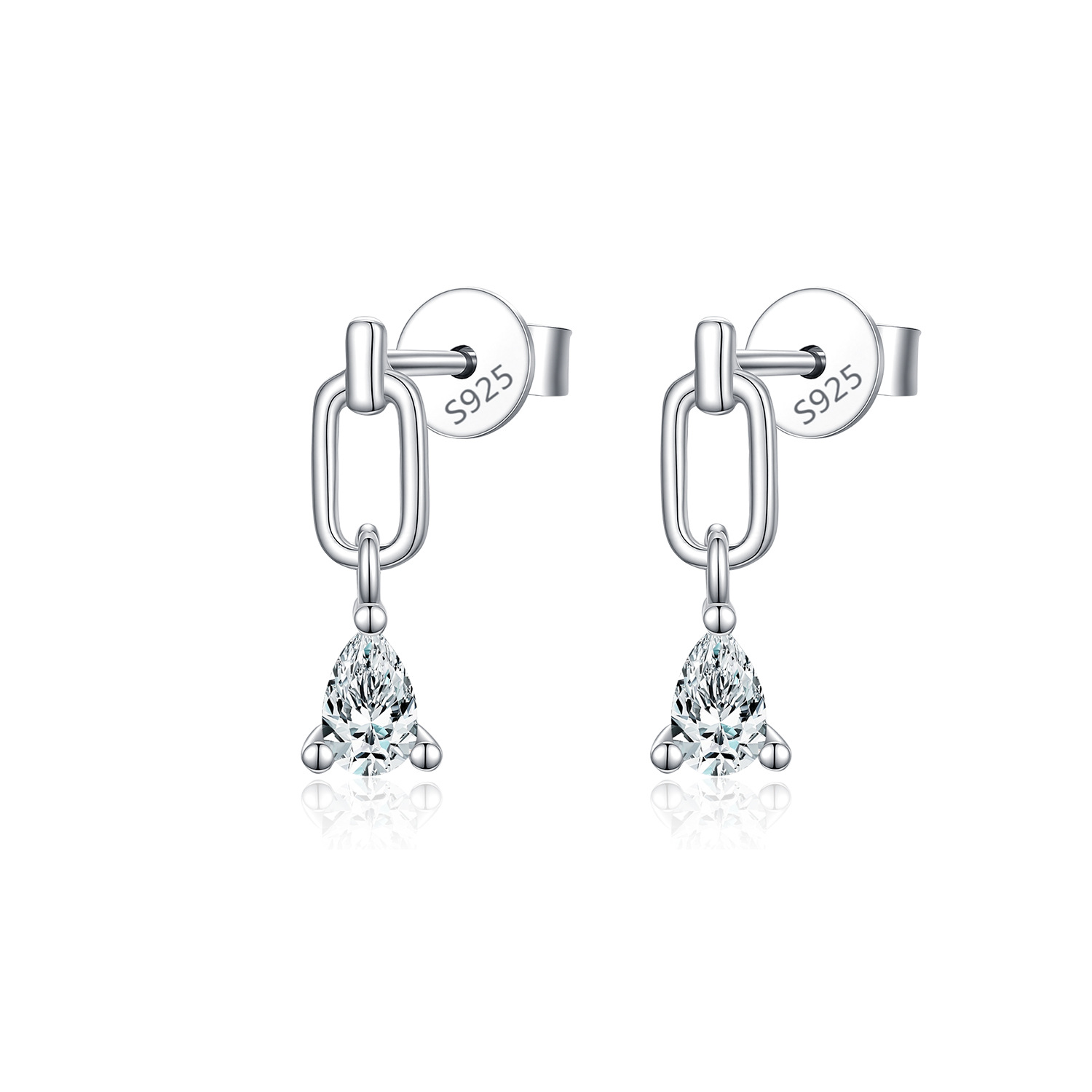 The S925 Sterling Silver Moissanite Geometric Drop Earrings - Image 5