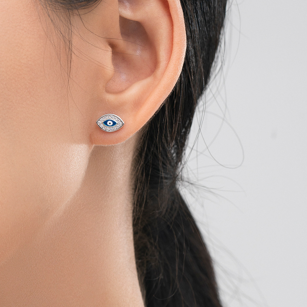 The S925 Sterling Silver Enamel Evil Eye Stud Earrings - Image 2