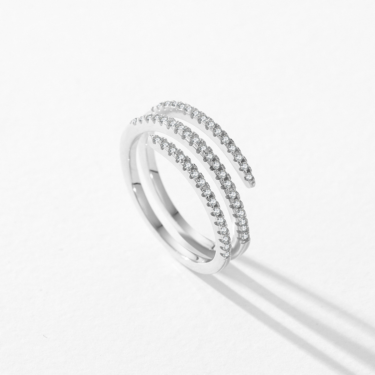 The S925 Sterling Silver Double Layer Micro-Set Open Ring - Image 4