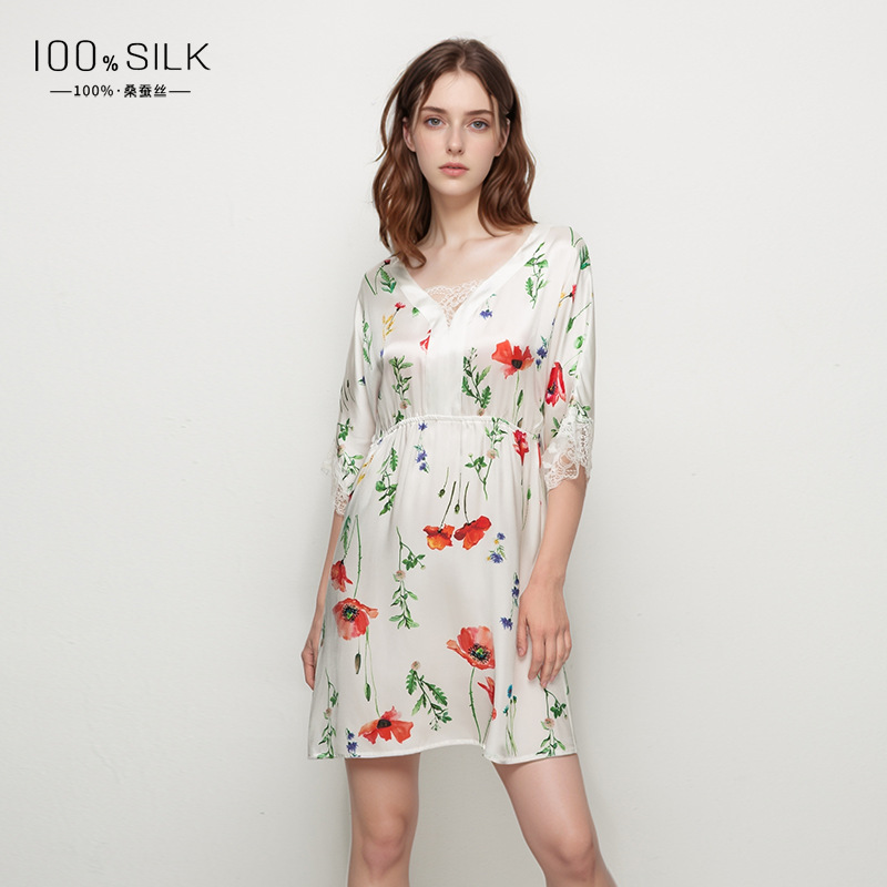 The Printed 100% Mulberry Silk Sleep Dress - Image 4