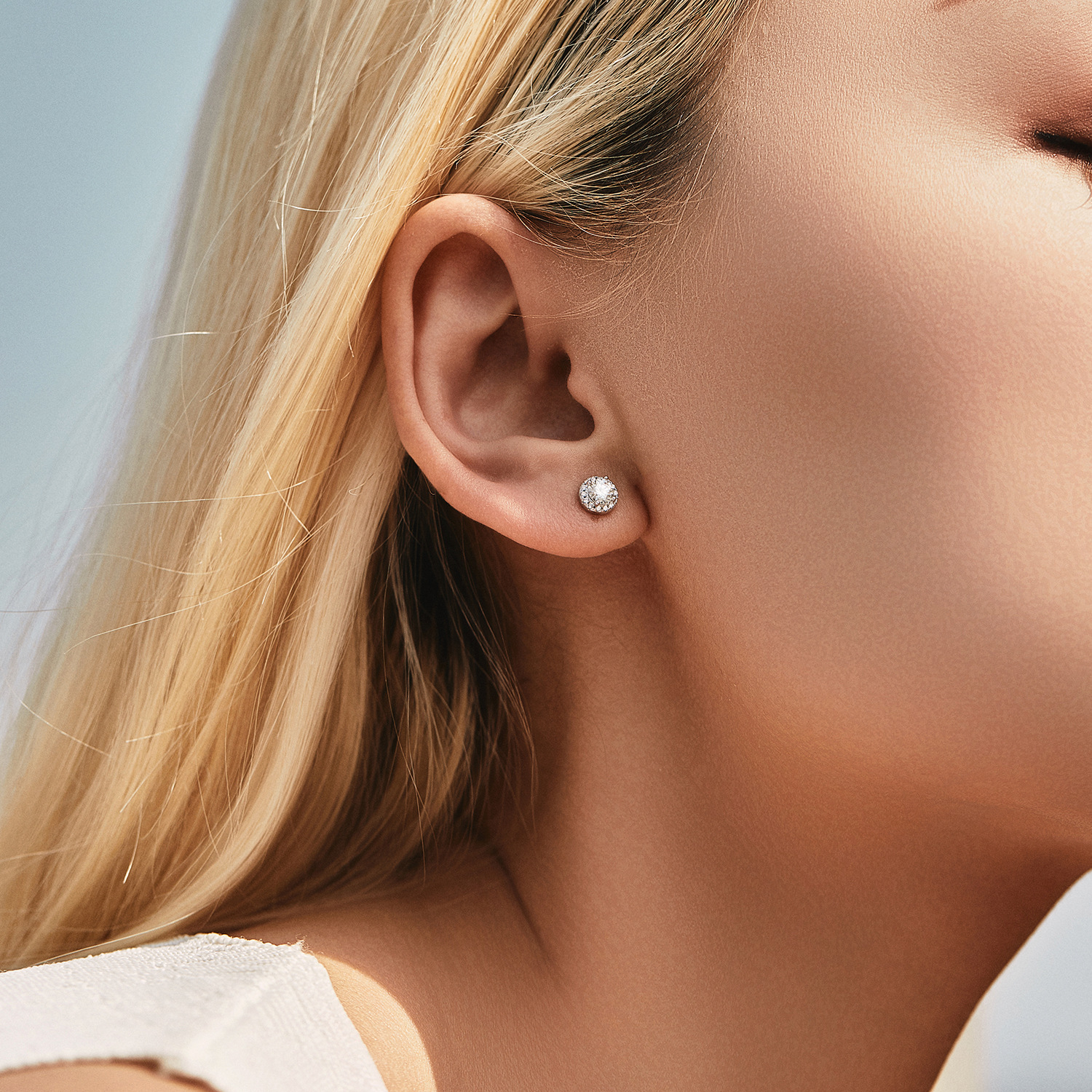 The Moissanite Sterling Silver Round Earrings - Image 2
