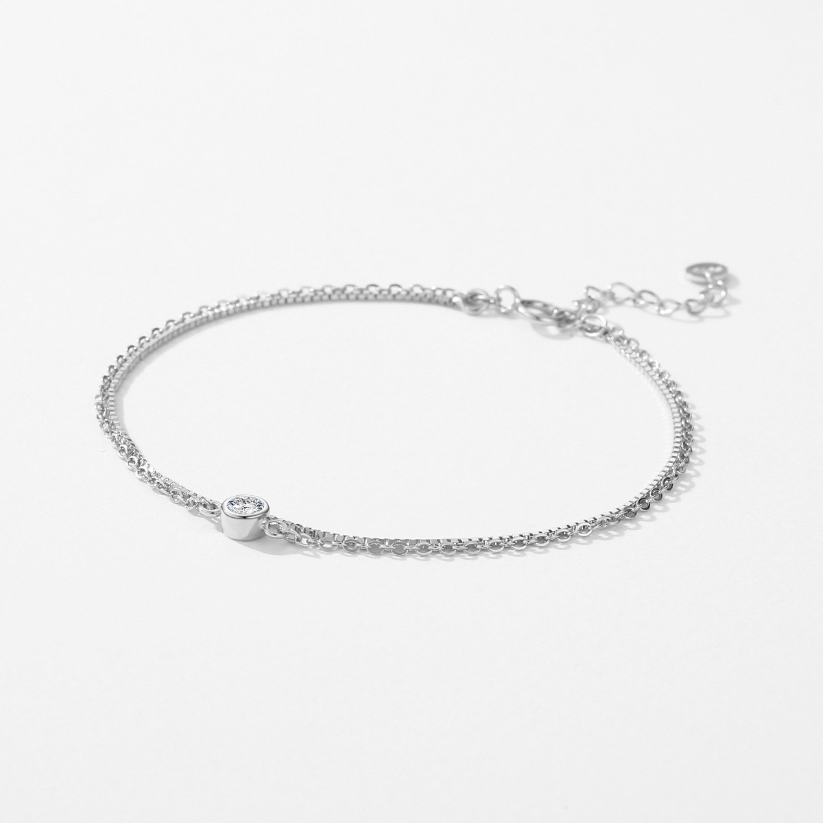 The Double Layer Diamond Sterling Silver Bracelet - Image 4