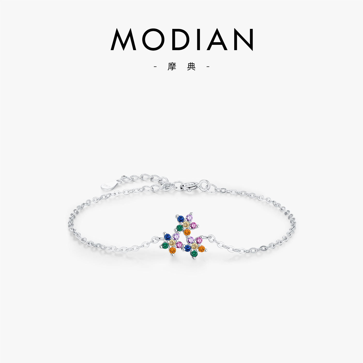 The Sterling Silver Colorful Flower Bracelet