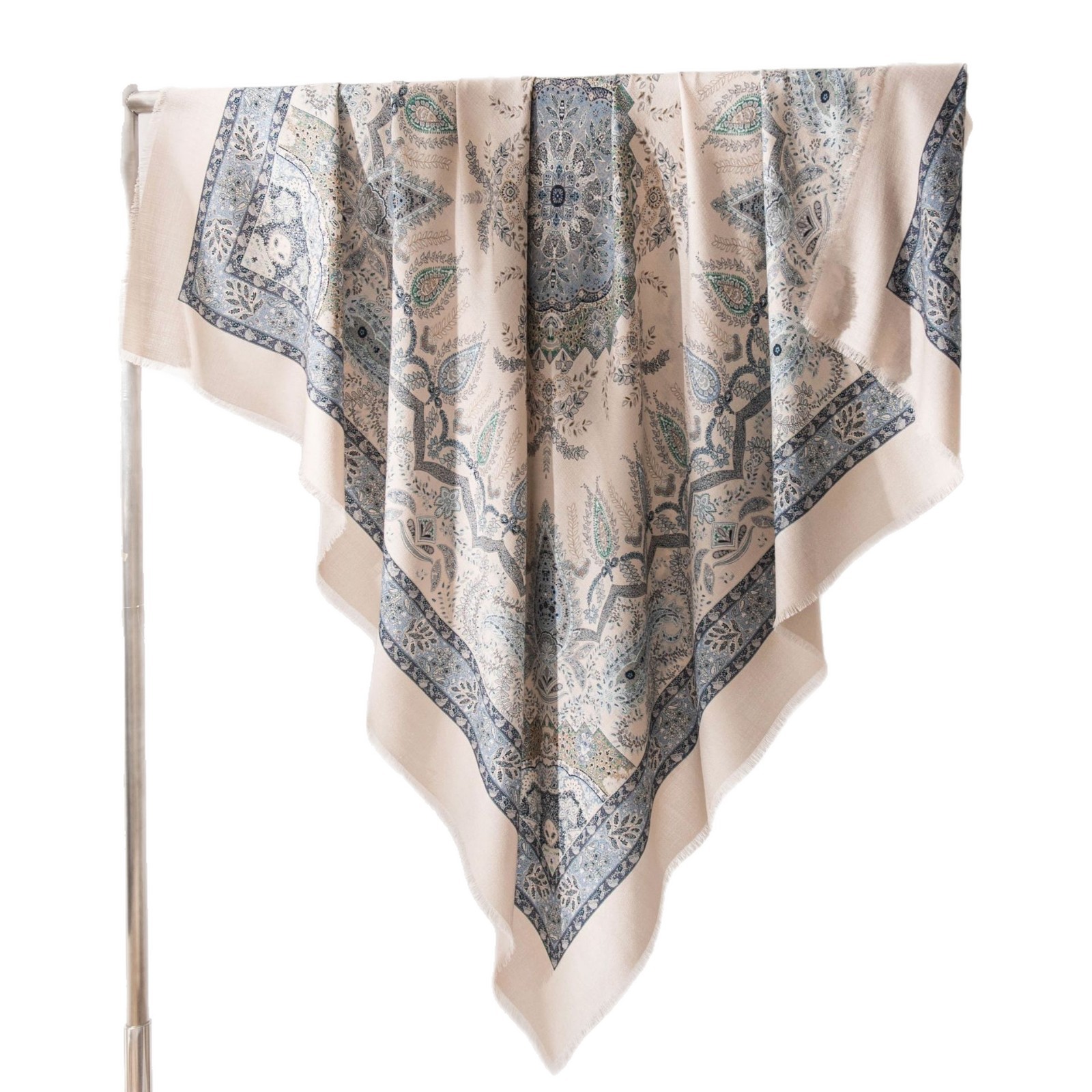 The Vintage Print Silk Wool Square Scarf - Image 5