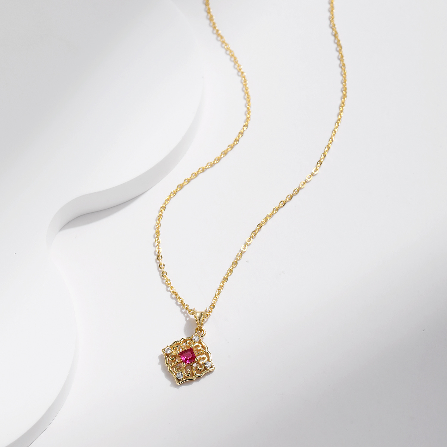 The S925 Sterling Silver Vintage Diamond Necklace - Image 4