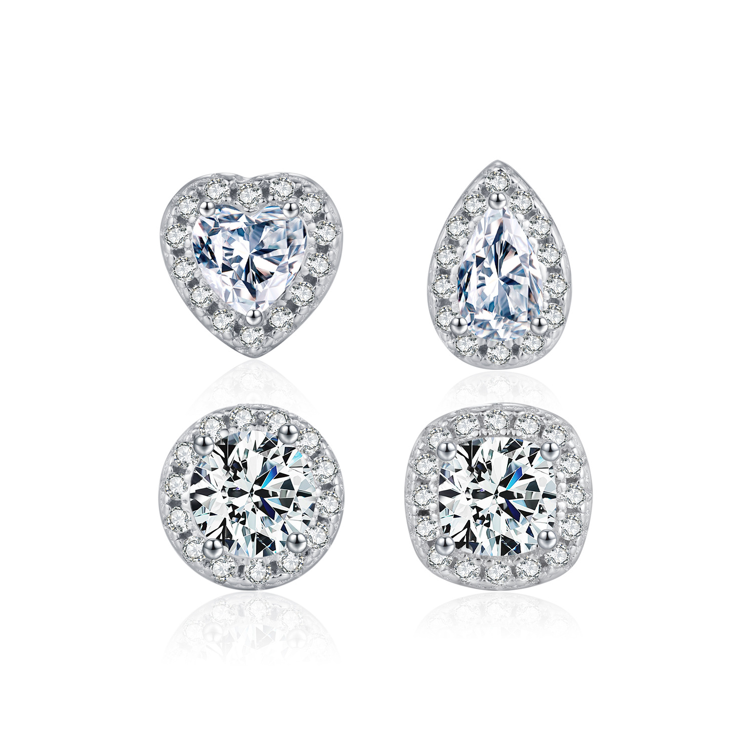 The Moissanite Sterling Silver Heart Drop Stud Earrings - Image 5