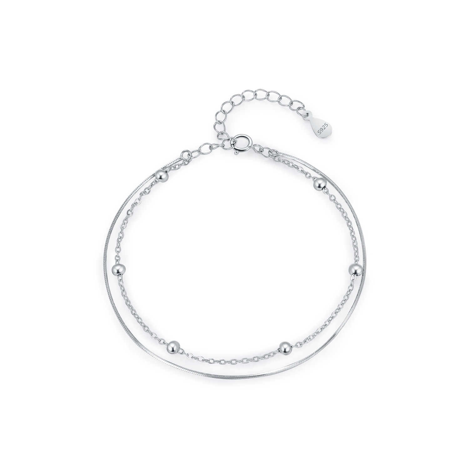 The S925 Silver Snake Bone Chain Double Layer Bracelet - Image 5