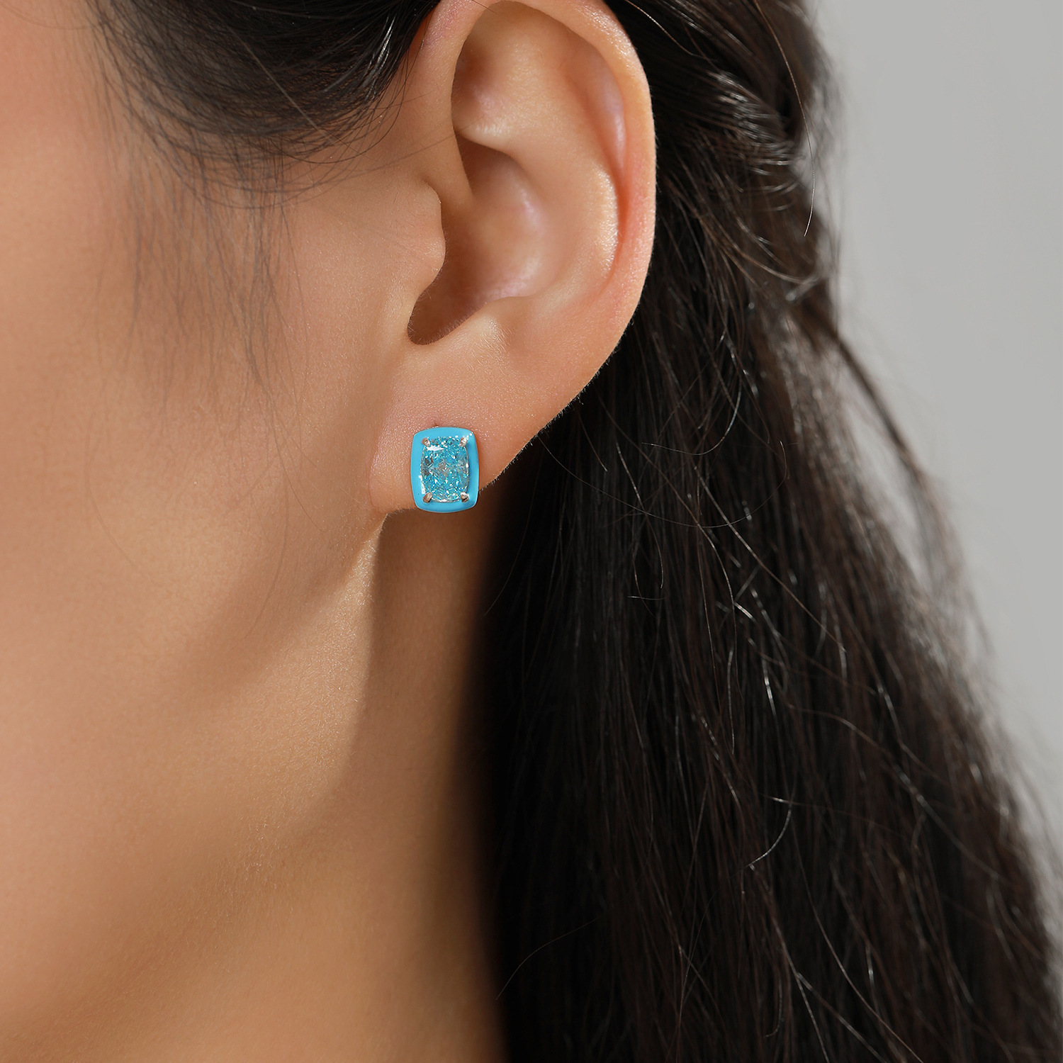 The S925 Sterling Silver Macaron Rhinestone Earrings - Image 2