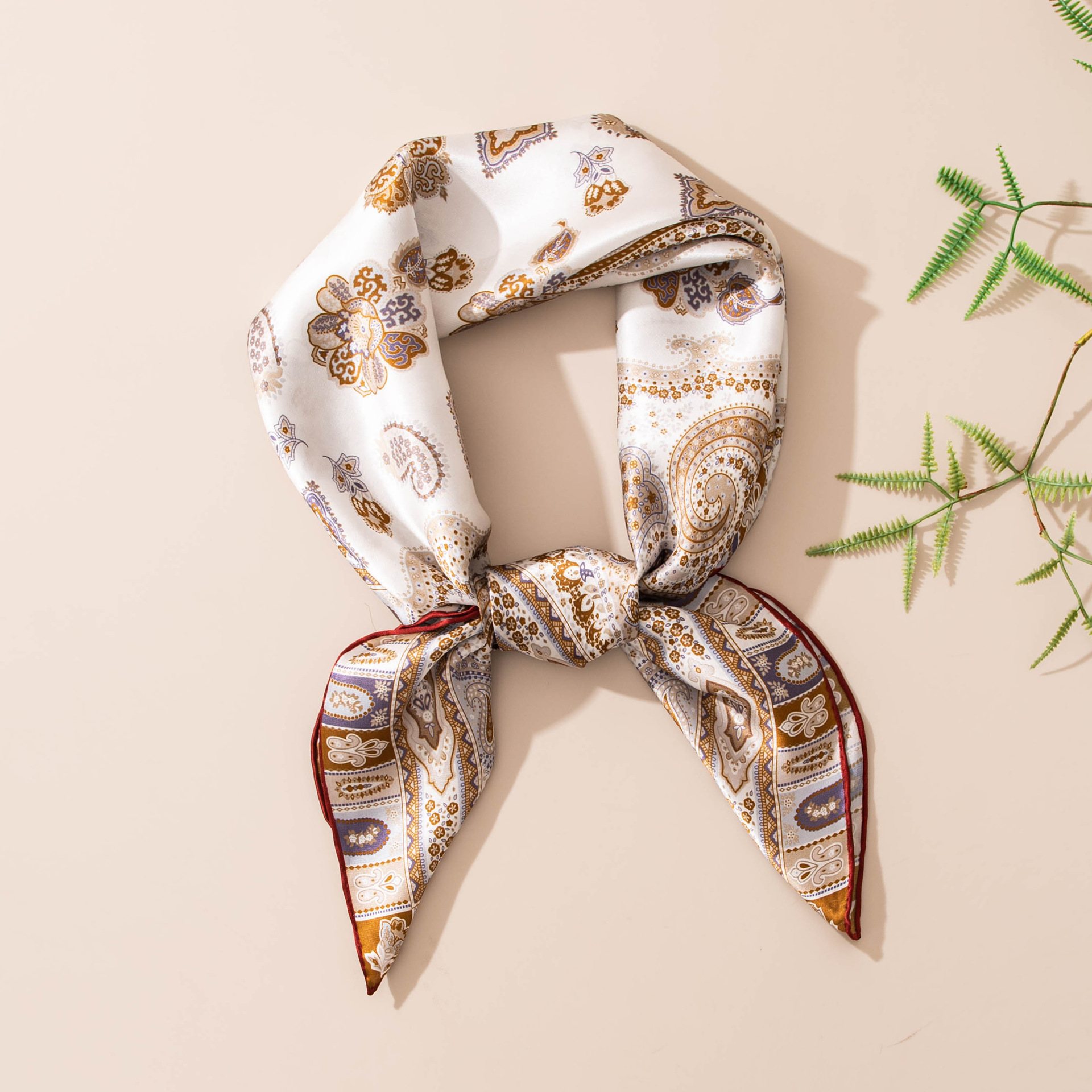 The Mulberry Silk Square Scarf with Paisley Print - Image 4