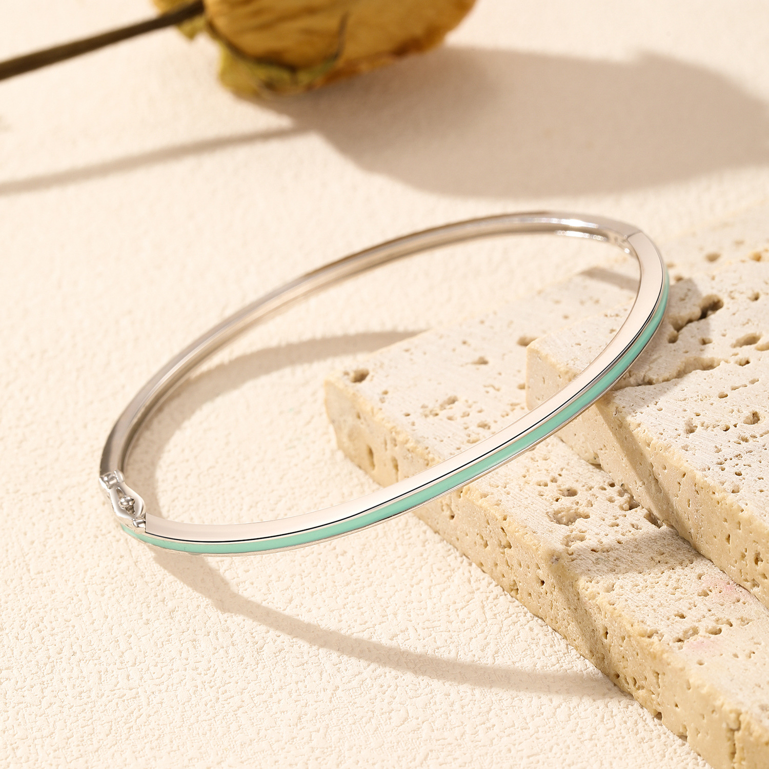 The S925 Silver Mint Green Stackable Bracelet - Image 4