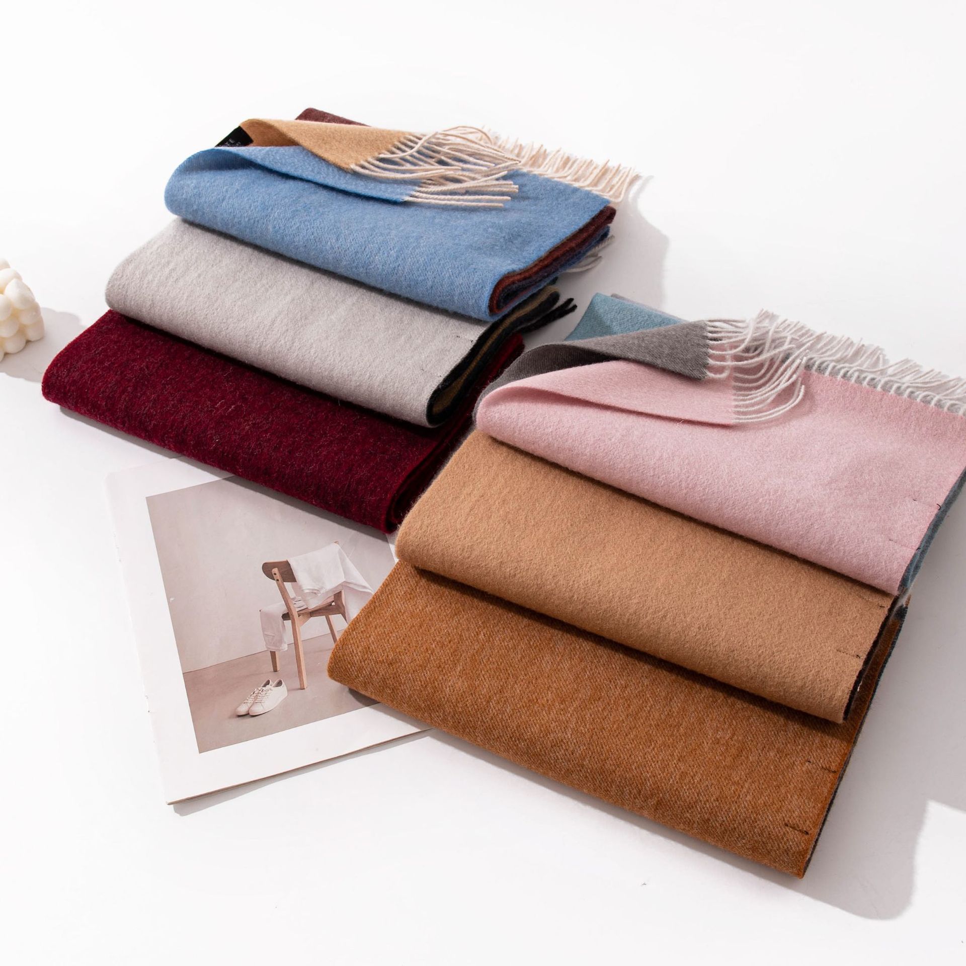 The Pure Wool Double-Sided Reversible Fringe Scarf - Image 4