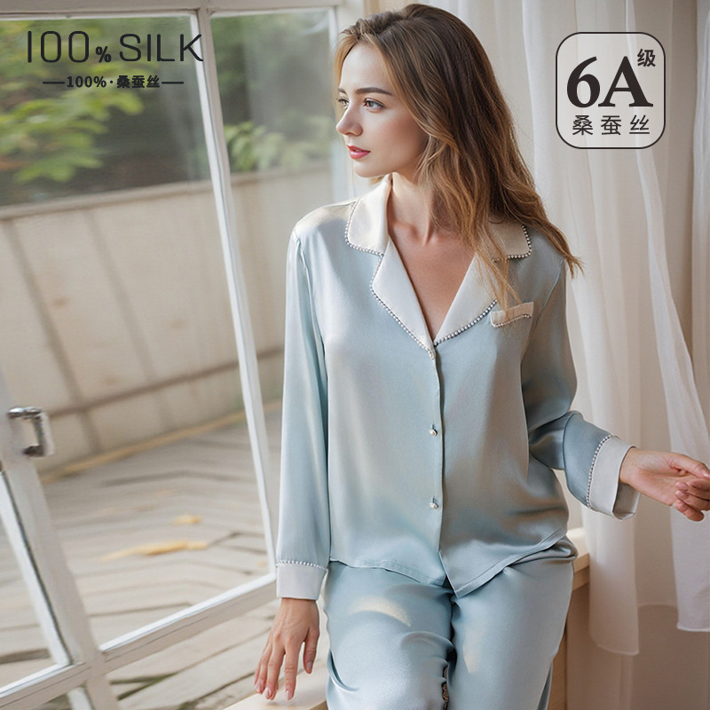 The 19 Momme 100% Mulberry Silk Long Sleeve Pajama Set - Image 3