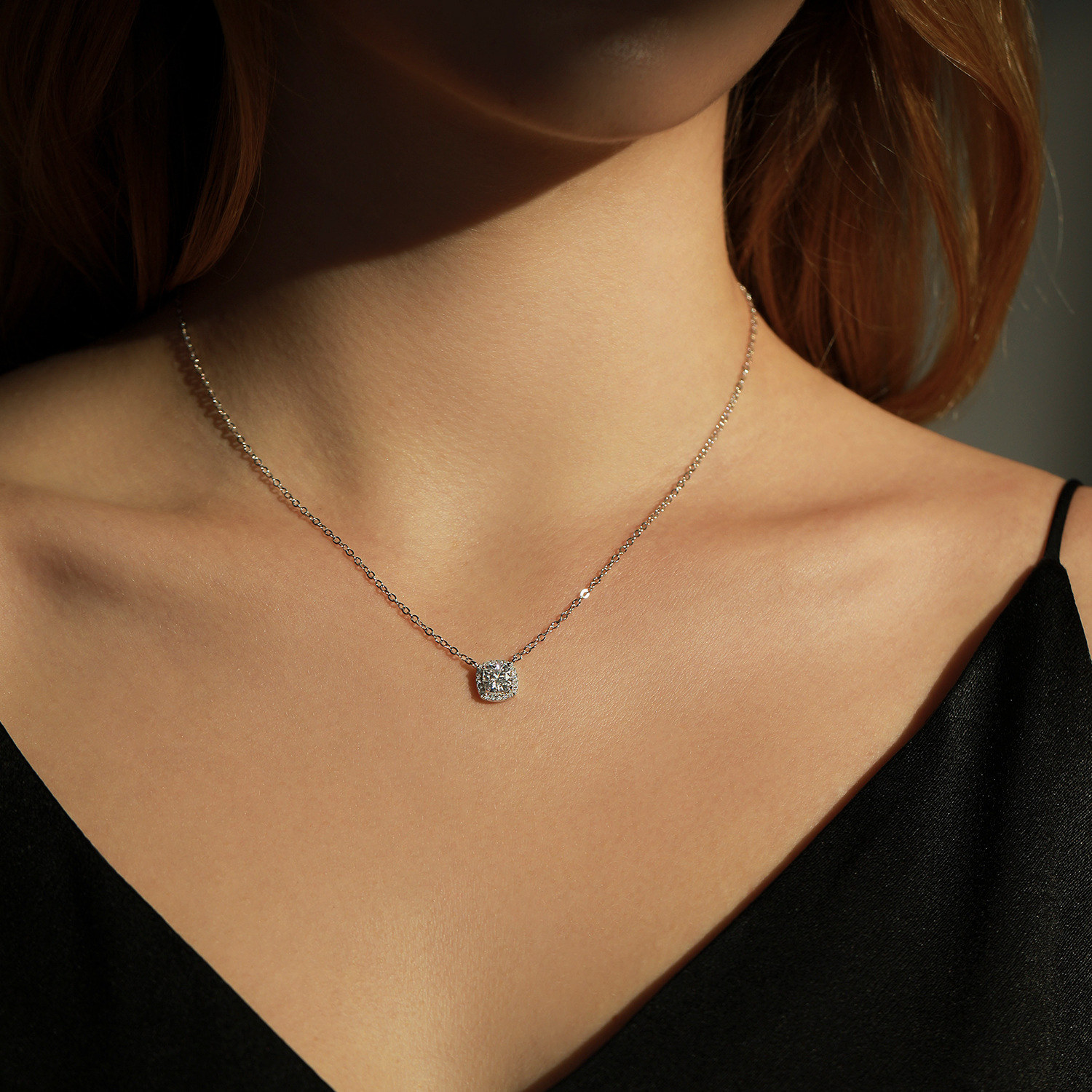 The 1 Carat Moissanite S925 Sterling Silver Square Sugar Necklace - Image 2