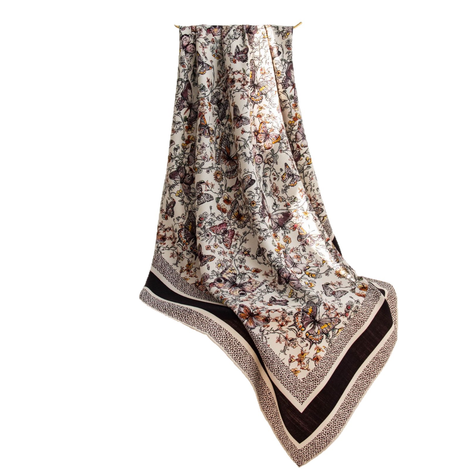The Reversible Butterfly Print Silk Wool Scarf - Image 5
