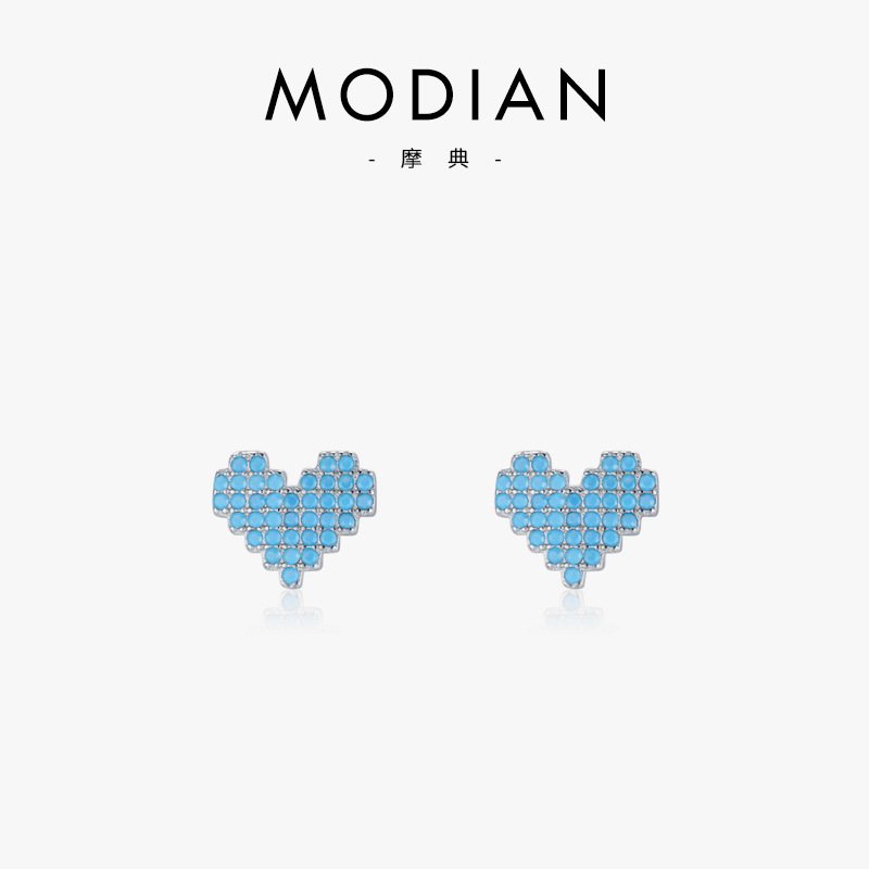 The S925 Sterling Silver Turquoise Heart Earrings