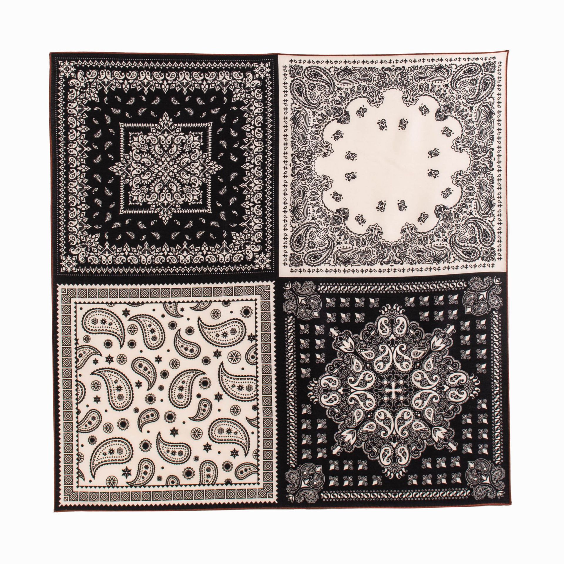 FHZ25-90218-1 Hand Rolled - Double Sided Four Grid Patchwork Cashew