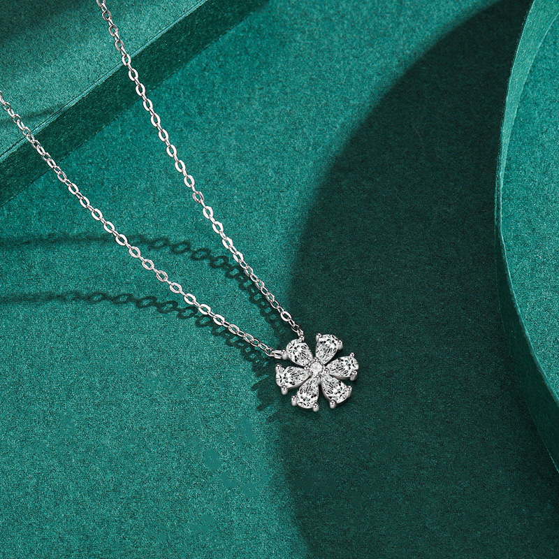 The S925 Sterling Silver Lucky Flower Cross Pendant Necklace - Image 4