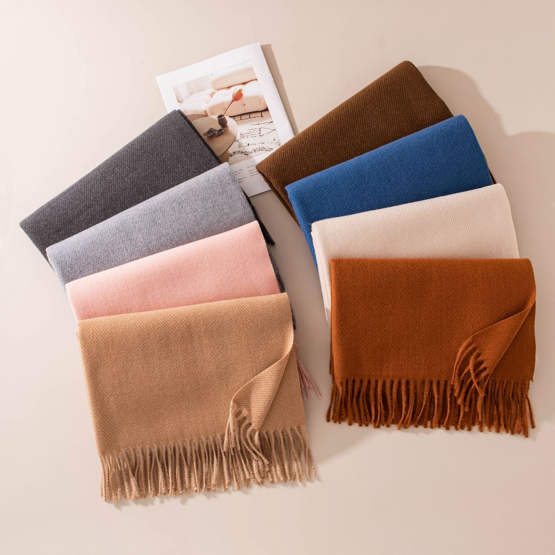 The Wool Blend Solid Long Scarf - Image 3