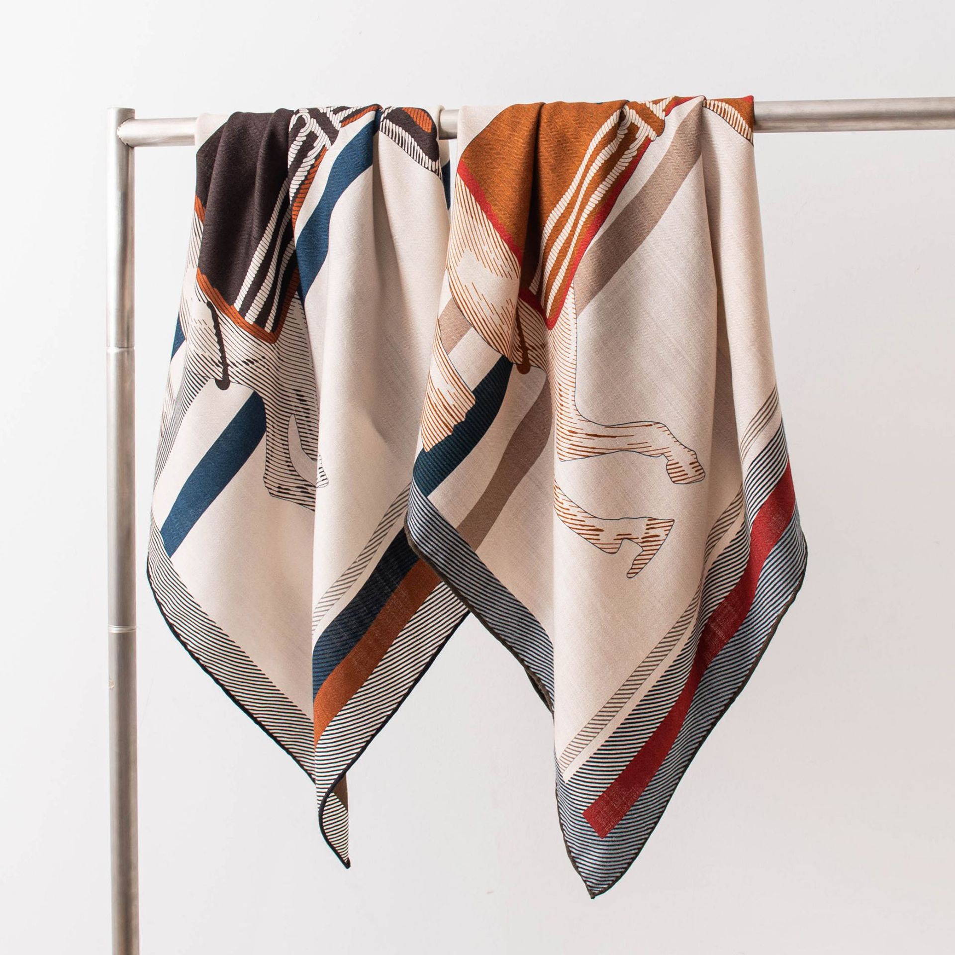 The Double-Sided Print Silk Wool Square Scarf - Image 2