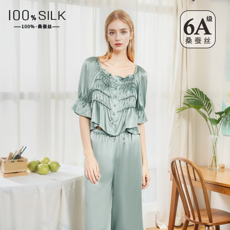 The 100% Mulberry Silk French Style Pajama Set