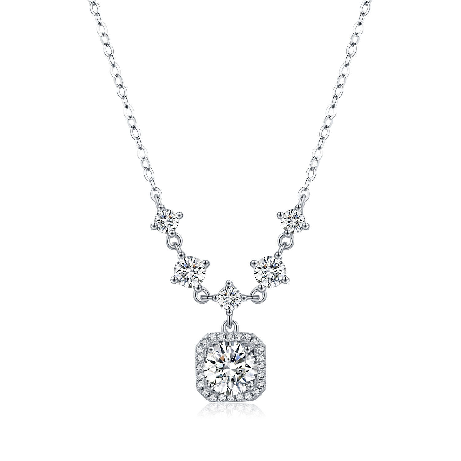 The 1 Carat Moissanite S925 Sterling Silver Geometric Necklace - Image 5