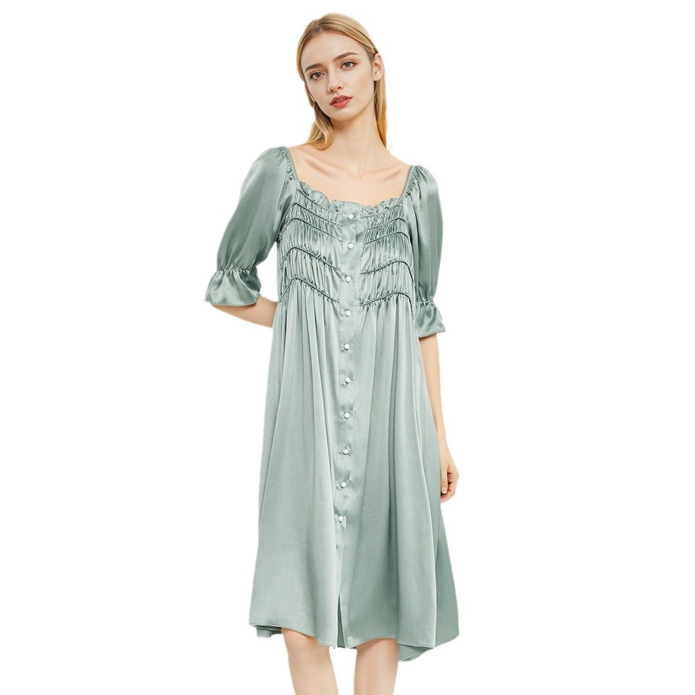 The 19 Momme 100% Mulberry Silk Mid-Length Nightgown - Image 5